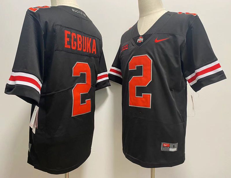 Men Ohio State Buckeyes #2 Egbuka Black Nike 2025 NCAA Jersey
